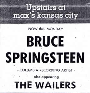 Promotional ad for the July 1973 six-night stand at Max's Kansas City, New York City, NY