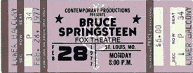 Ticket stub for the 28 Feb 1977 show at Fox Theatre, St. Louis, MO