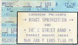 Ticket stub for the 07 Jan 1985 show at Market Square Arena, Indianapolis, IN