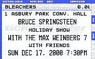 Ticket stub for the 17 Dec 2000 show at Convention Hall, Asbury Park, NJ
