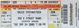 Ticket stub for the 24 Sep 2002 show at Kemper Arena, Kansas City, MO