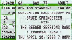 Ticket stub for the 20 Apr 2006 show at Convention Hall, Asbury Park, NJ