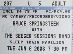 Ticket stub for the 06 Jun 2006 show at Sleep Train Pavilion, Concord, CA