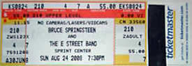 Ticket stub for the 24 Aug 2008 show at Sprint Center, Kansas City, MO